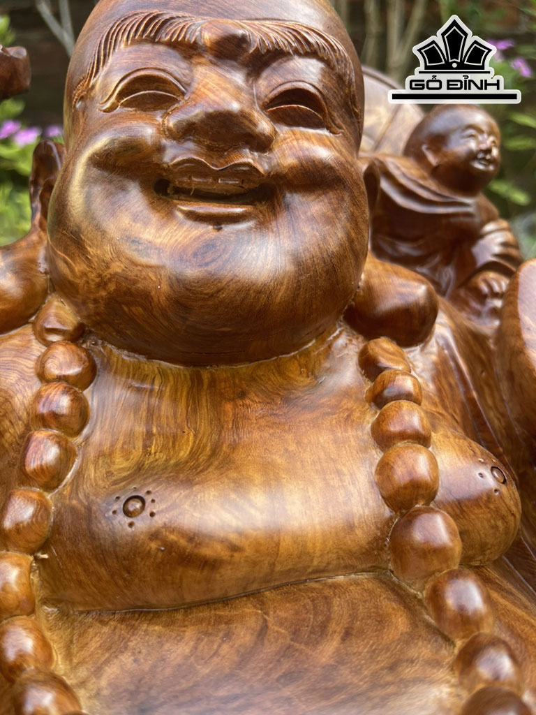 Tượng Phật Di Lặc Ngũ Phúc Ngồi Sâm Gỗ Hương Cao 52 Ngang 60 Sâu 45 (cm)
