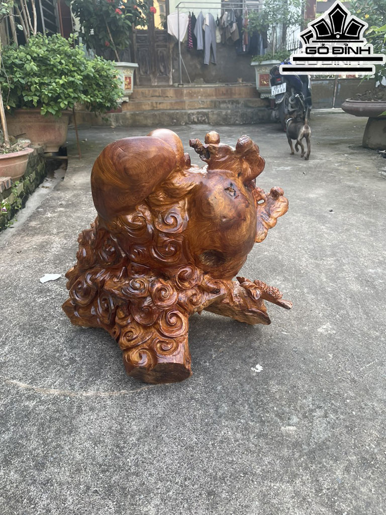 Tượng Phật Di Lặc Ngũ Phúc Ngồi Sâm Gỗ Hương Cao 52 Ngang 60 Sâu 45 (cm)