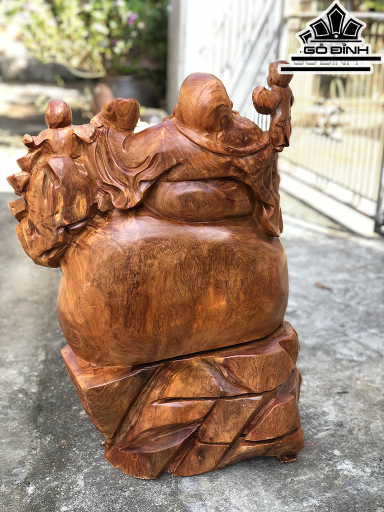 Tượng Phật Di Lặc Tam Phúc Gỗ Hương Cao 72 Ngang 50 Sâu 43 (cm)