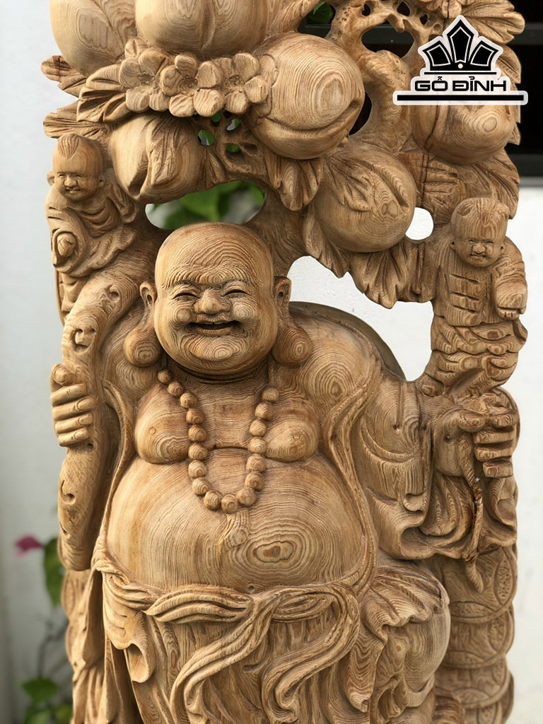 Tượng Phật Di Lặc Tam Phúc Gỗ Ngọc Am Cao 99 Ngang 50 Sâu 25 (cm)