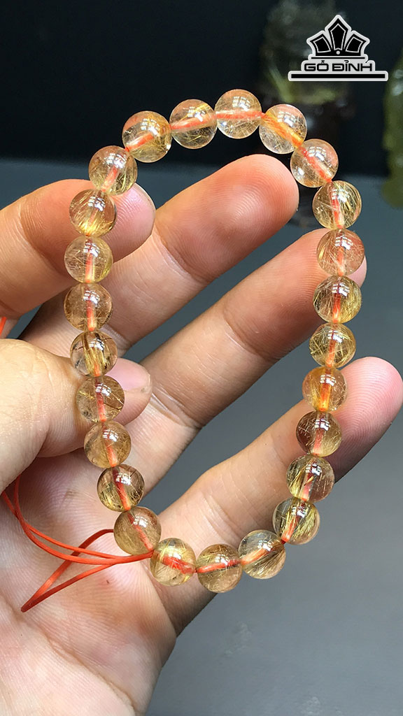 Vòng Tay Đá Thạch Anh Tóc Nâu Đường Kính Hạt 7,6 (cm) 14,8g