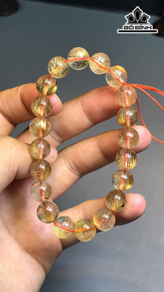 Vòng Tay Đá Thạch Anh Tóc Nâu Đường Kính Hạt 7,6 (cm) 15,1g