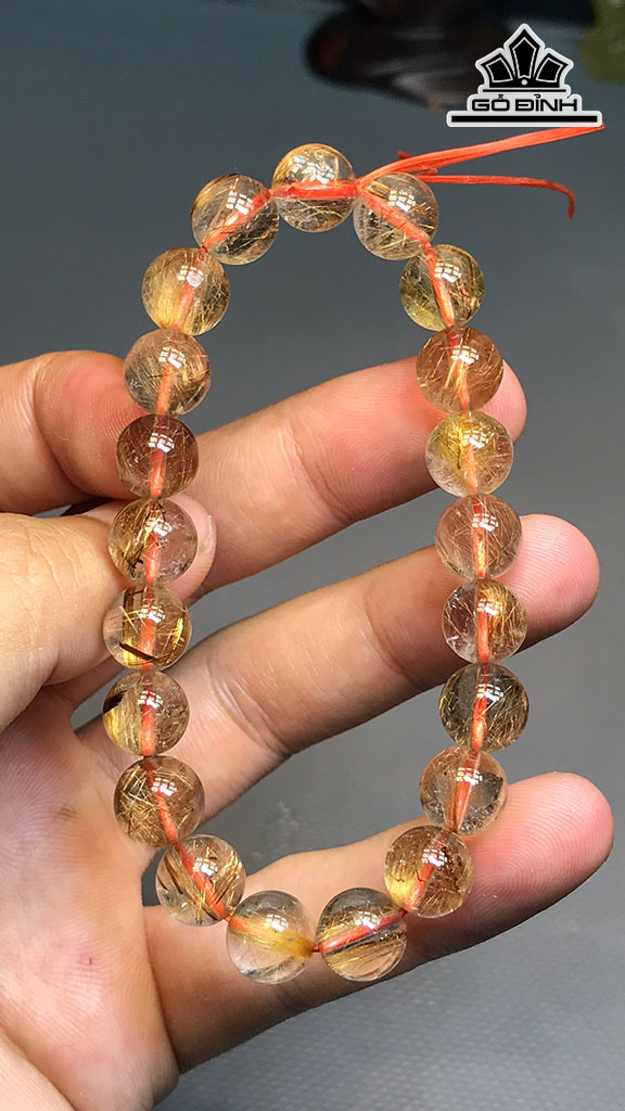 Vòng Tay Đá Thạch Anh Tóc Nâu Đường Kính Hạt 8,8 (cm) 19,7g