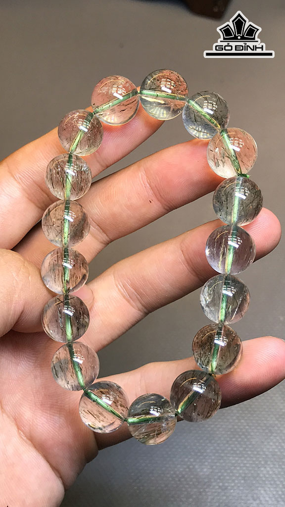 Vòng Tay Đá Thạch Anh Tóc Xanh Đường Kính Hạt 12,1 (cm) 44,5g