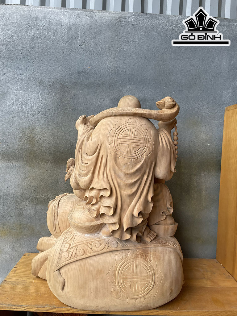 Song Hỷ Tượng Di Lặc Thần Tài Gỗ Ngọc Am Cao 66 Ngang 55 Sâu 40 (cm)