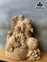Song Hỷ Tượng Di Lặc Thần Tài Gỗ Ngọc Am Cao 66 Ngang 55 Sâu 40 (cm)