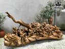 Tượng Cửu Phúc Rước Đèn Trung Thu Gỗ Bách Xanh Cao 40 Ngang 90 Sâu 23 (cm)