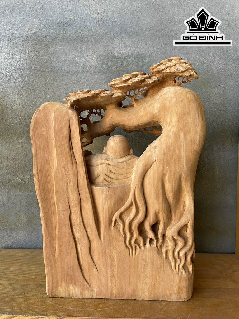 Tượng Phật Di Lặc Gỗ Ngọc Am Cao 60 Ngang 42 Sâu 20 (cm)