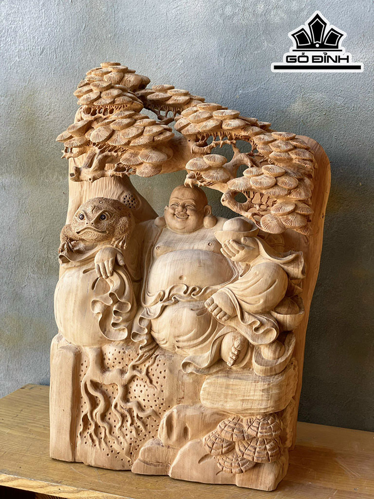 Tượng Phật Di Lặc Gỗ Ngọc Am Cao 60 Ngang 42 Sâu 20 (cm)