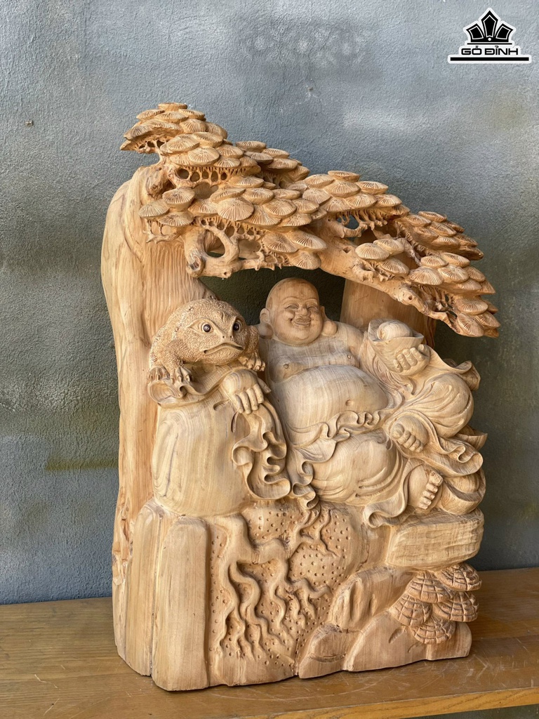 Tượng Phật Di Lặc Gỗ Ngọc Am Cao 60 Ngang 42 Sâu 20 (cm)