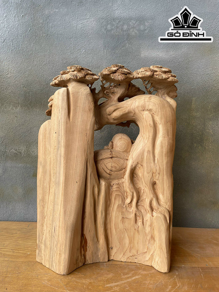 Tượng Phật Di Lặc Ngồi Tùng Gỗ Ngọc Am Cao 50 Ngang 36 Sâu 20 (cm)