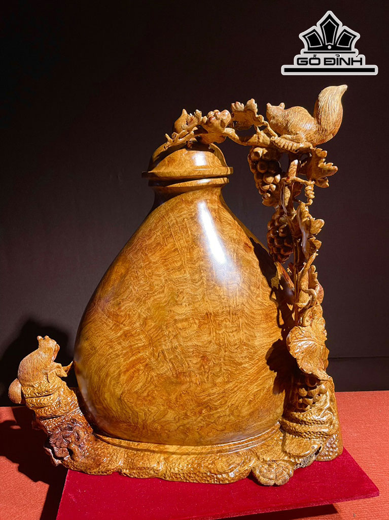 Chum Nho Sóc Gỗ Nu Hương Cao 50 Ngang 50 Sâu 32 (cm)