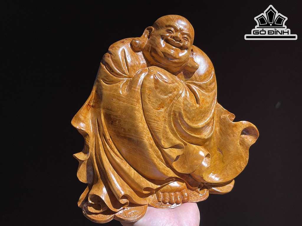 Tượng Phật Di Lặc Chúc Phúc Gỗ Nu Hương Cao 27 Ngang 26 Sâu 13 (cm)