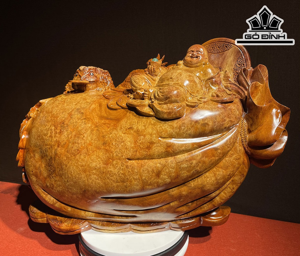 Tượng Phật Di Lặc Ngồi Bao Tiền Gỗ Nu Hương Cao 39 Ngang 55 Sâu 30 (cm)