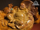 Tượng Phật Di Lặc Ngồi Bao Tiền Gỗ Nu Hương Cao 39 Ngang 55 Sâu 30 (cm)