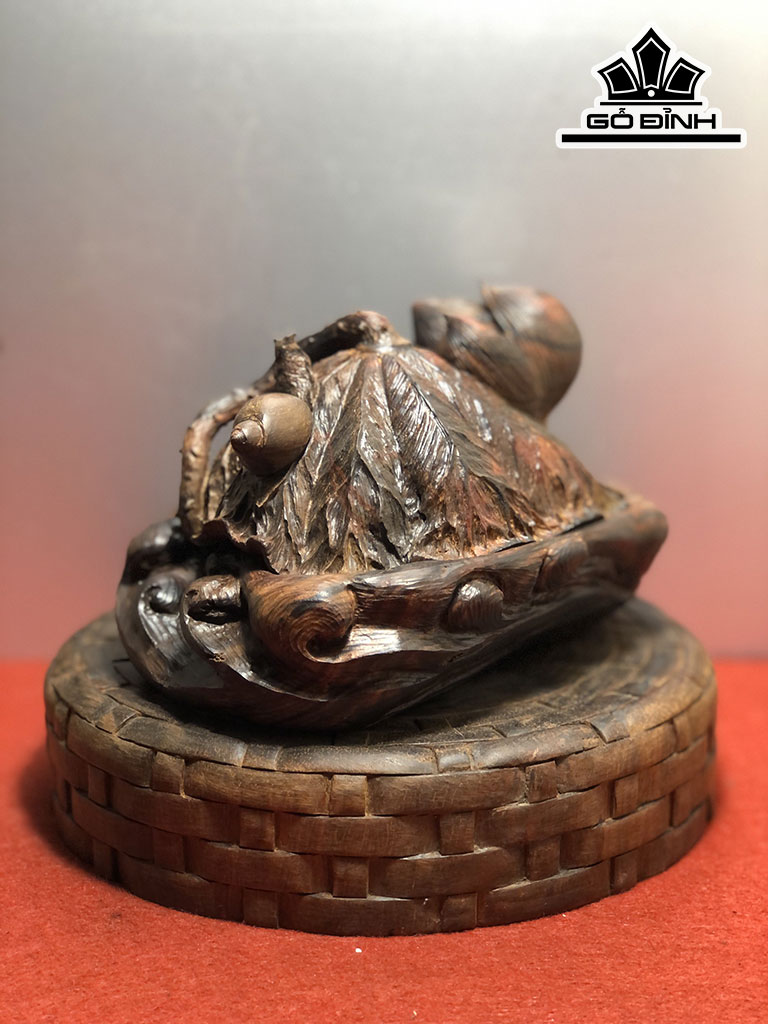 Lư Xông Trầm Sen Thu Gỗ Trắc Cao 13 Ngang 17 Sâu 11 (cm)