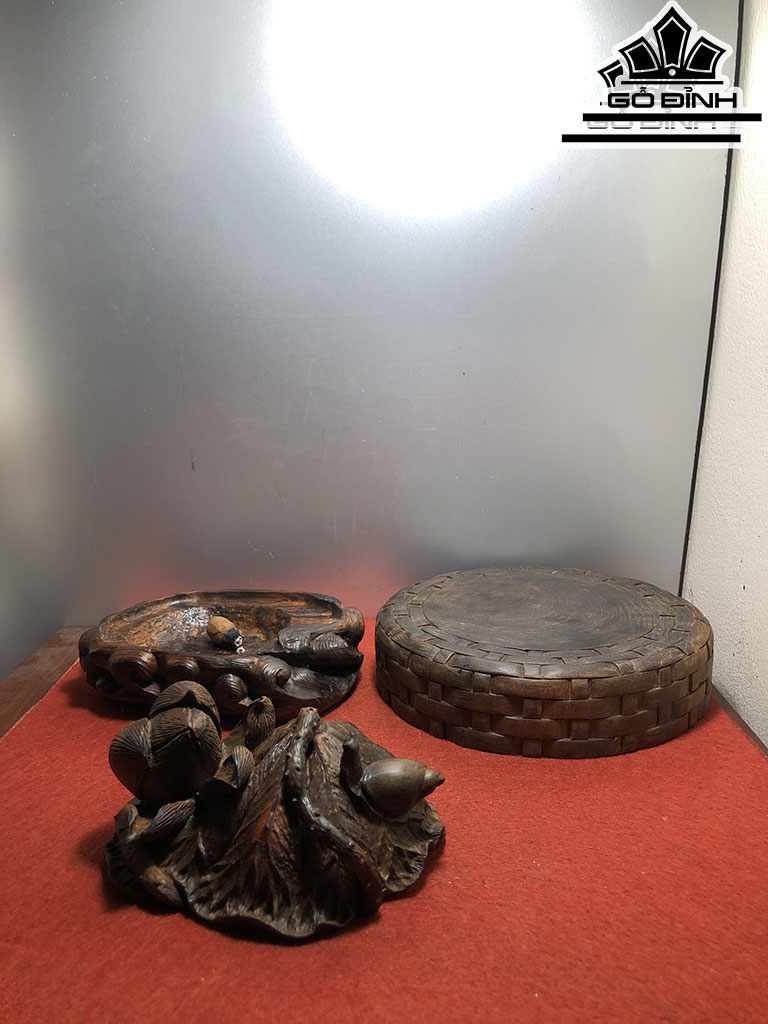 Lư Xông Trầm Sen Thu Gỗ Trắc Cao 13 Ngang 17 Sâu 11 (cm)