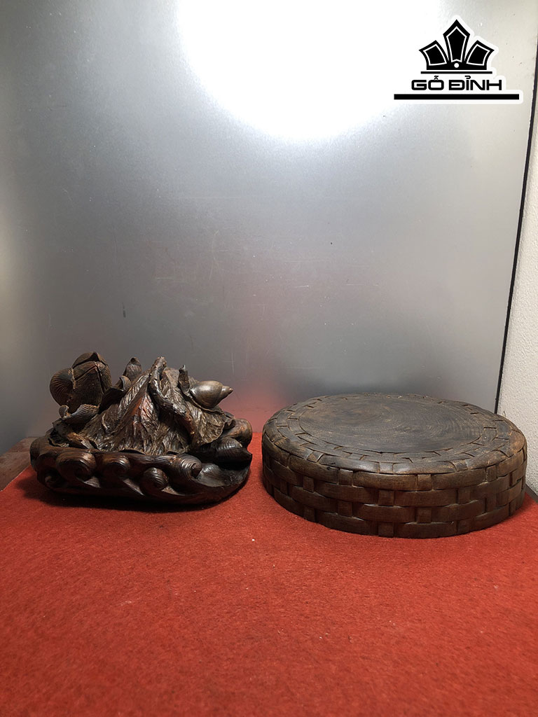 Lư Xông Trầm Sen Thu Gỗ Trắc Cao 13 Ngang 17 Sâu 11 (cm)