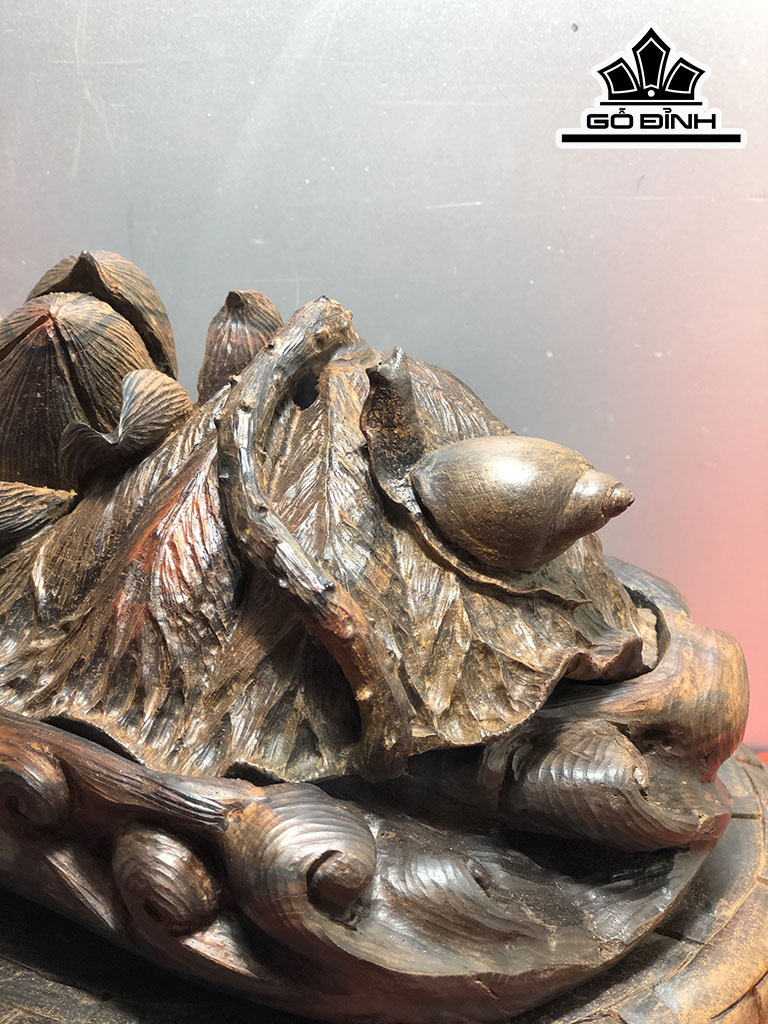 Lư Xông Trầm Sen Thu Gỗ Trắc Cao 13 Ngang 17 Sâu 11 (cm)