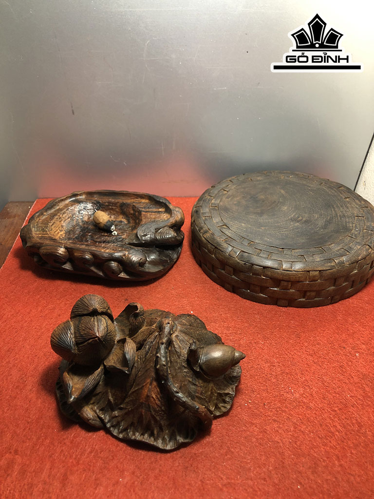 Lư Xông Trầm Sen Thu Gỗ Trắc Cao 13 Ngang 17 Sâu 11 (cm)