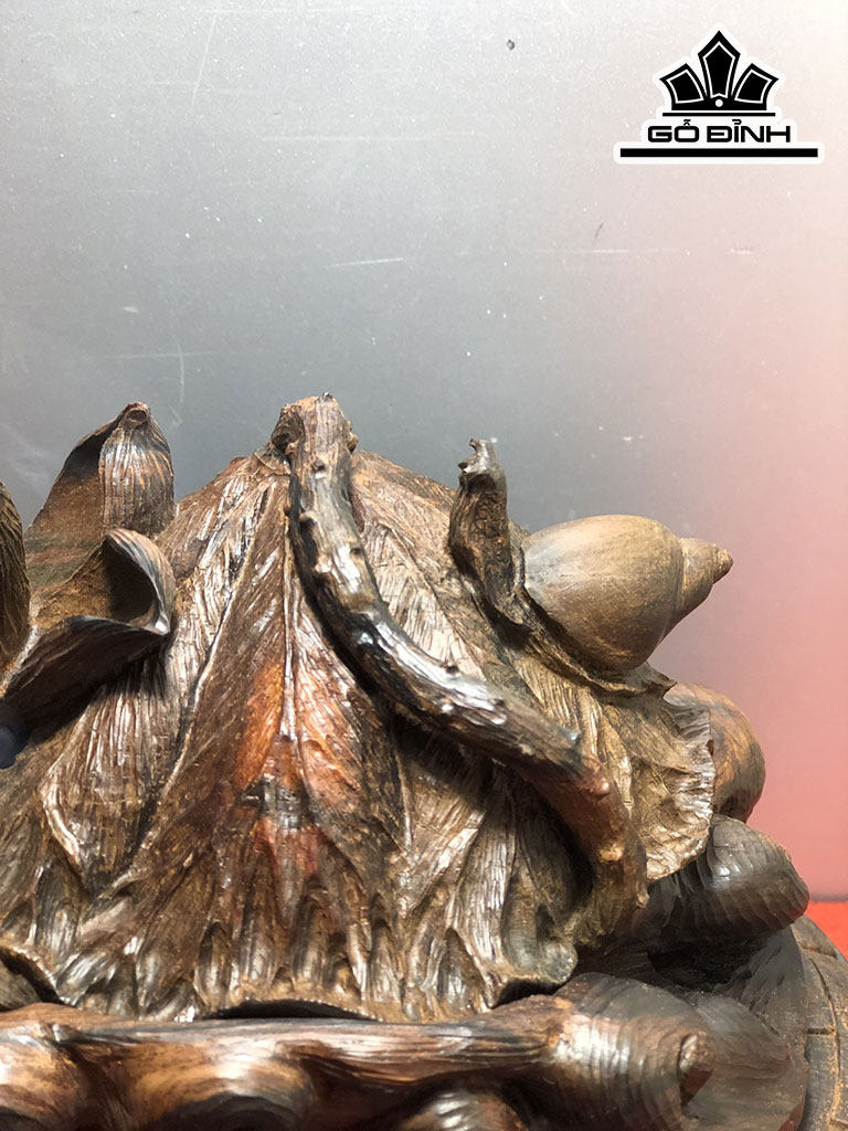 Lư Xông Trầm Sen Thu Gỗ Trắc Cao 13 Ngang 17 Sâu 11 (cm)