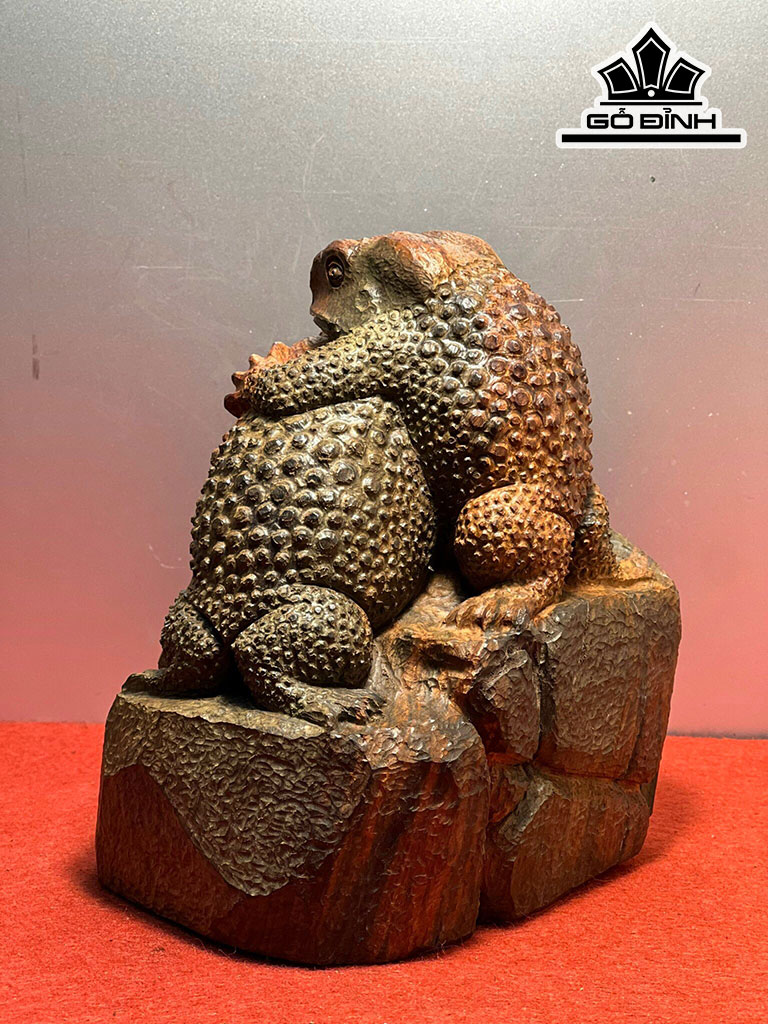 Tượng Cóc Phu Thê Gỗ Trắc Cao 19 Ngang 15 Sâu 14 (cm)