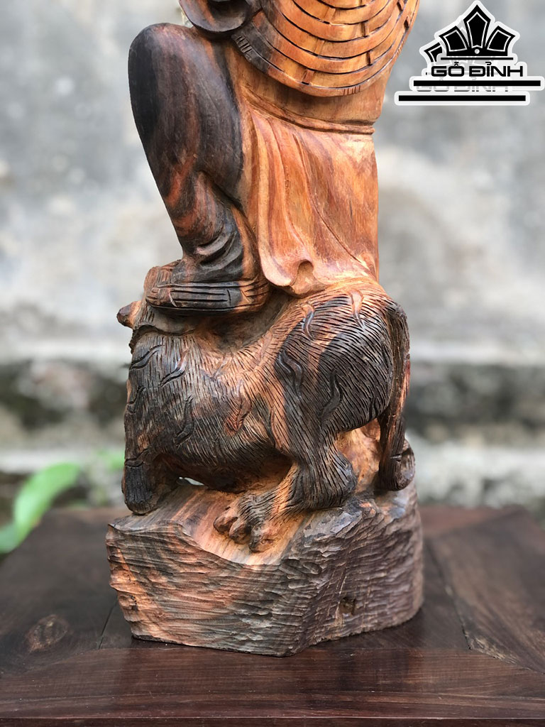 Tượng Đạt Ma Phục Hổ Gỗ Trắc Cao 43 Ngang 14 Sâu 13 (cm)