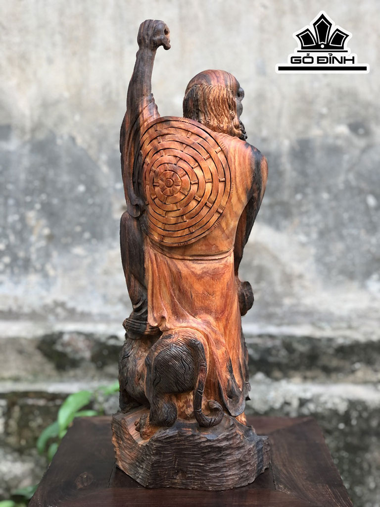 Tượng Đạt Ma Phục Hổ Gỗ Trắc Cao 43 Ngang 14 Sâu 13 (cm)