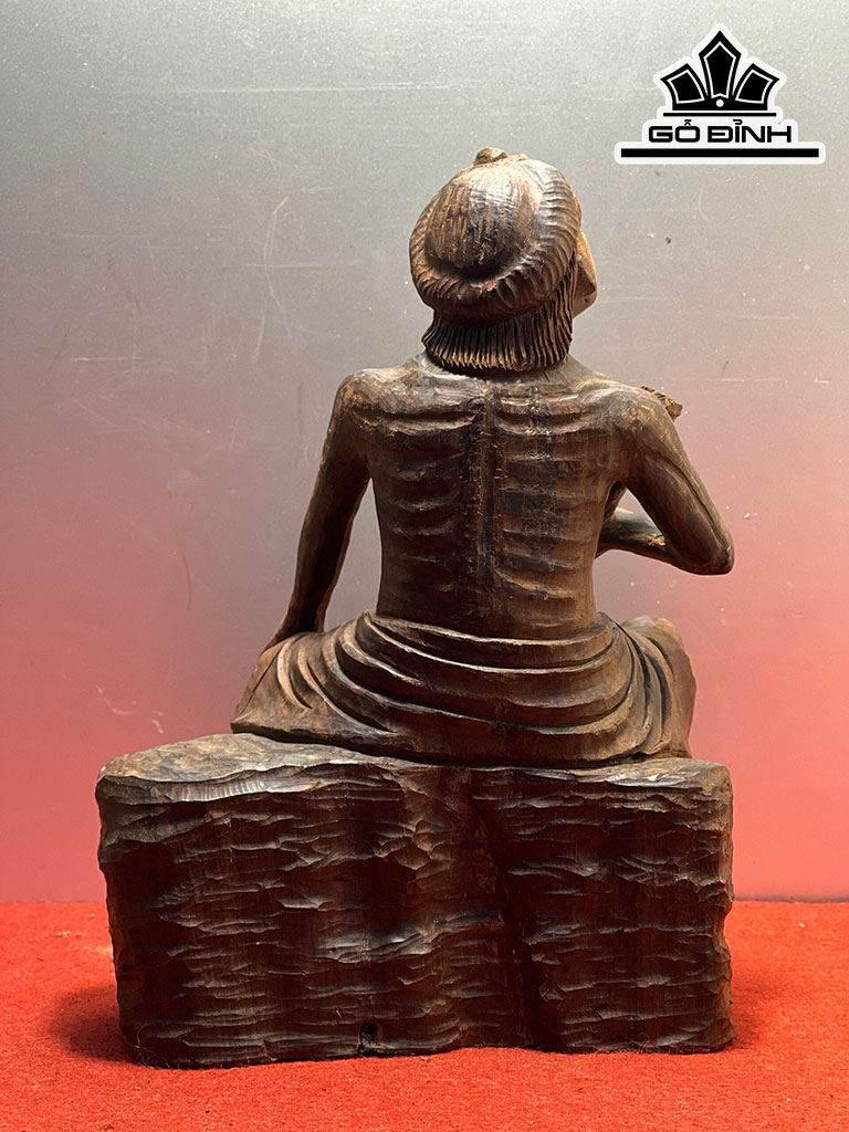 Tượng Lão Nông Bắn Thuốc Lào Gỗ Trắc Cao 21 Ngang 14 Sâu 8 (cm)