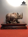Tượng Tê Giác Gỗ Trắc Cao 14 Ngang 21 Sâu 10 (cm)