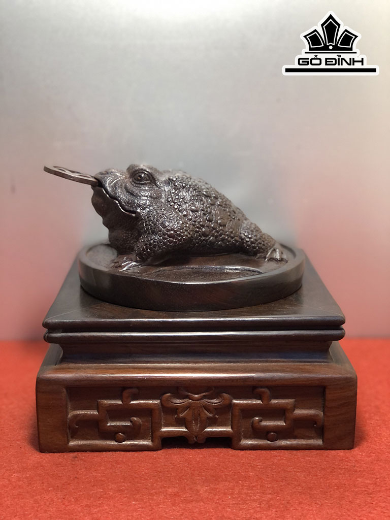 Tượng Thiềm Thừ Gỗ Trắc Cao 14 Ngang 14 Sâu 7,5 (cm)