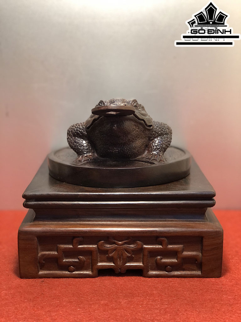 Tượng Thiềm Thừ Gỗ Trắc Cao 14 Ngang 14 Sâu 7,5 (cm)