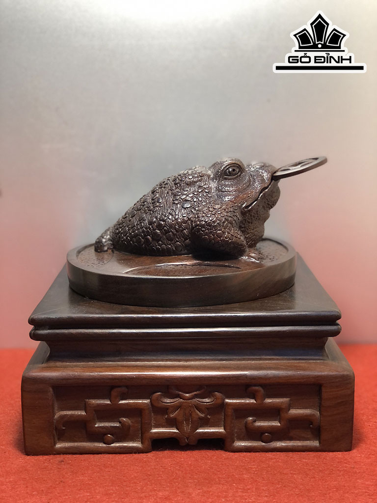 Tượng Thiềm Thừ Gỗ Trắc Cao 14 Ngang 14 Sâu 7,5 (cm)