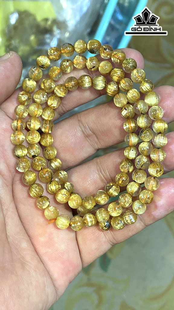 Chuỗi Đá Thạch Anh Tóc Vàng Đường Kính Hạt 6,2 (mm) 30,6gr