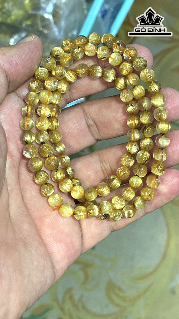 Chuỗi Đá Thạch Anh Tóc Vàng Đường Kính Hạt 6,2 (mm) 30,6gr