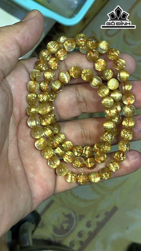 Chuỗi Quấn 3 Vòng Đá Thạch Anh Tóc Vàng Đường Kính Hạt 7.2(mm) 39,5gr