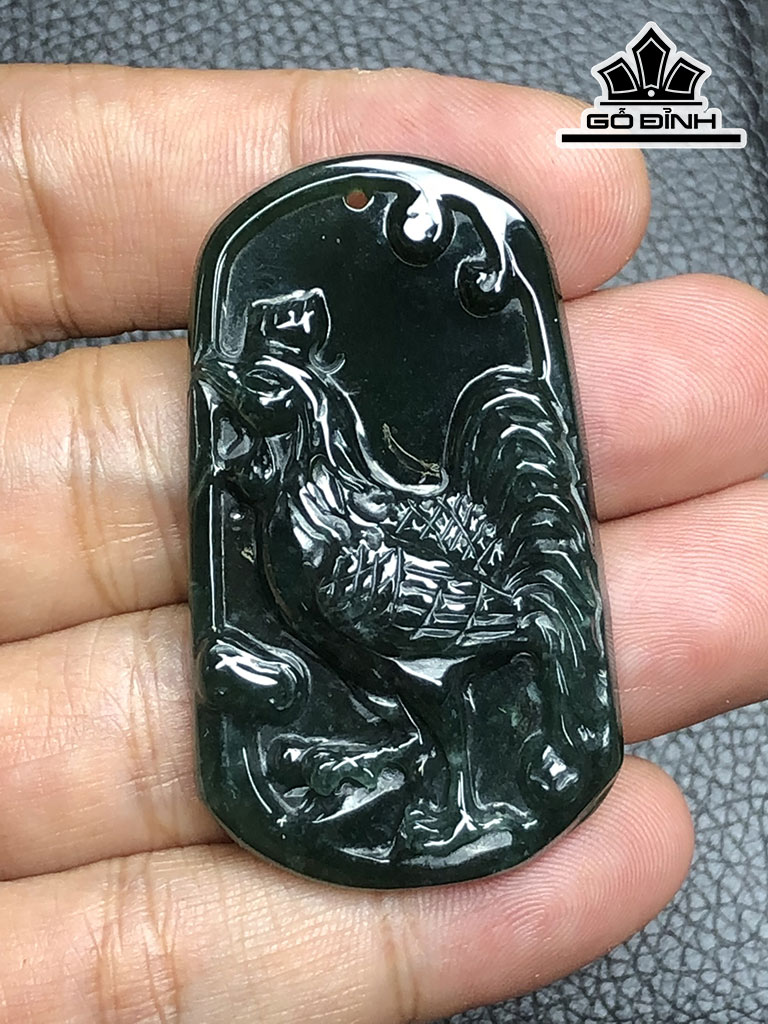 Mặt Dây Chuyền Gà Trống Đá Cẩm Thạch Cao 50,8 Ngang 29 Sâu 6,3 (mm) 14gr