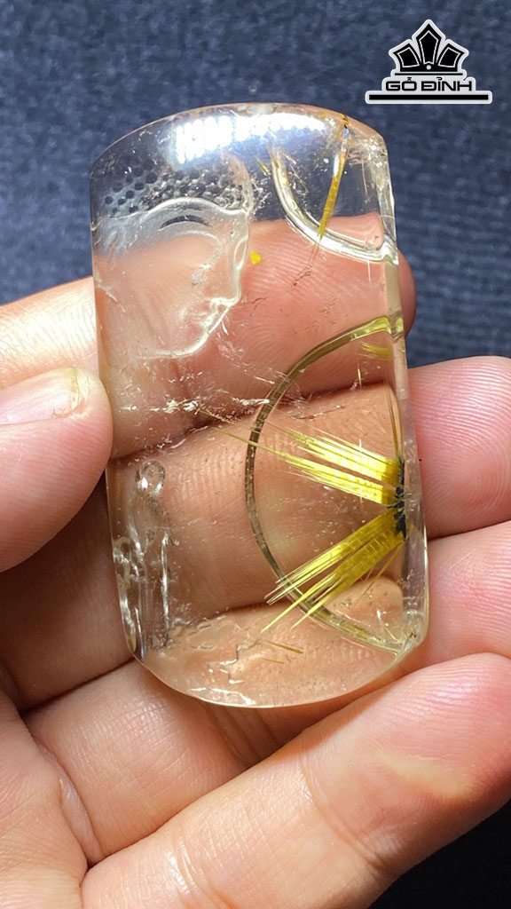 Mặt Dây Chuyền Phật  Đá Thạch Anh Tóc Vàng Cao 56,8 Ngang 30,8 Sâu 11,8 (mm) 38,6gr