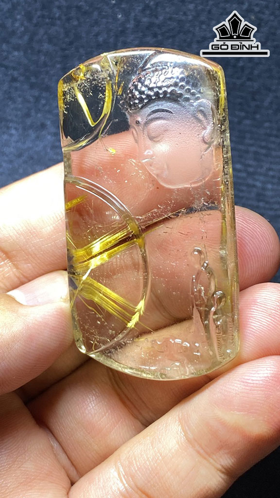 Mặt Dây Chuyền Phật  Đá Thạch Anh Tóc Vàng Cao 56,8 Ngang 30,8 Sâu 11,8 (mm) 38,6gr