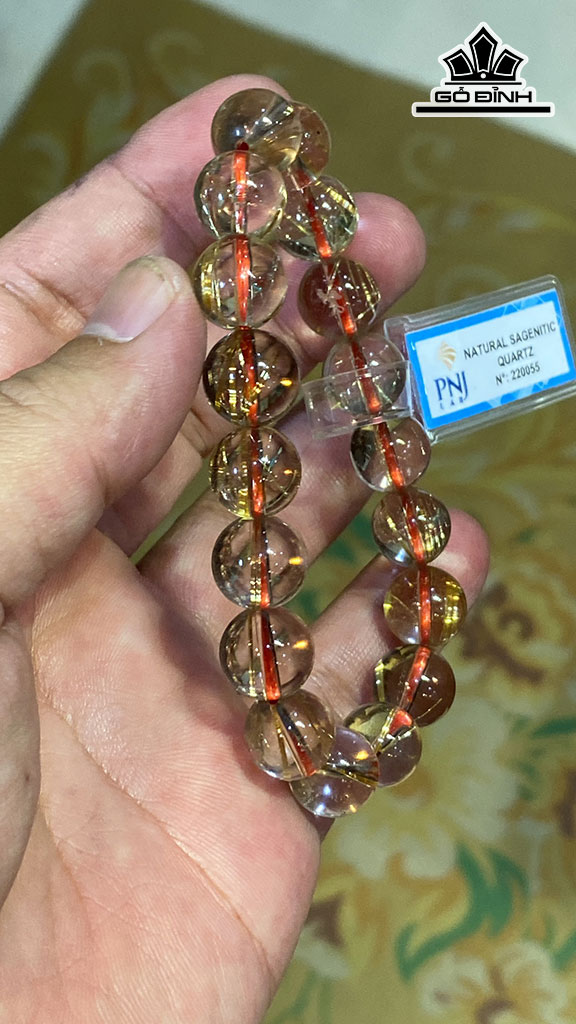 Vòng Tay Đá Thạch Anh Tóc Vàng đã kiểm định PNJ 220055 Đường Kính Hạt 11 (mm) 38gr