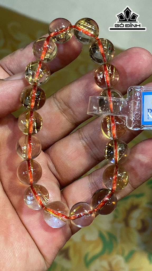 Vòng Tay Đá Thạch Anh Tóc Vàng đã kiểm định PNJ 220055 Đường Kính Hạt 11 (mm) 38gr