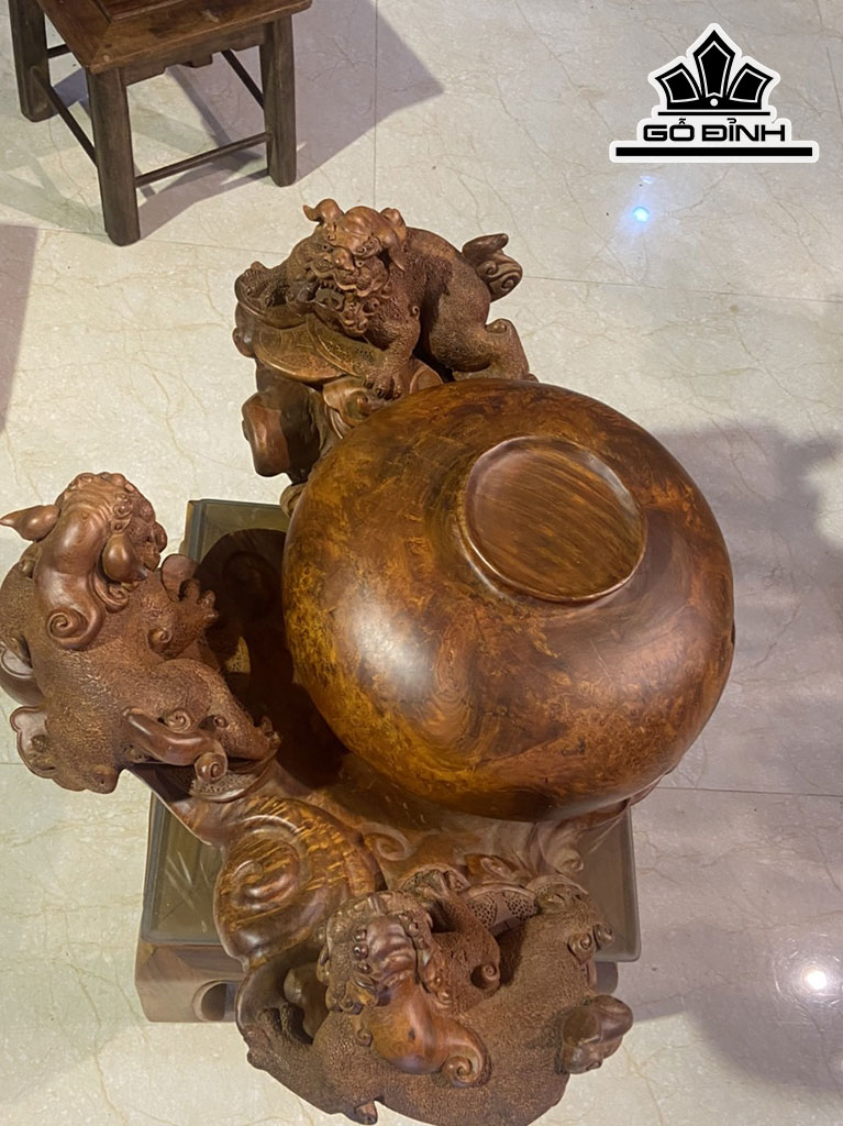 Tượng Nghê Gỗ Nu Hương Cao 30 Ngang 70 Sâu 52 (cm)