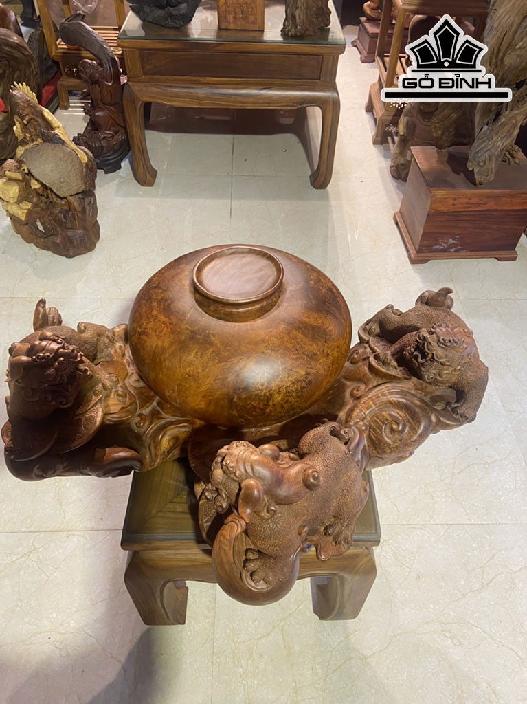 Tượng Nghê Gỗ Nu Hương Cao 30 Ngang 70 Sâu 52 (cm)