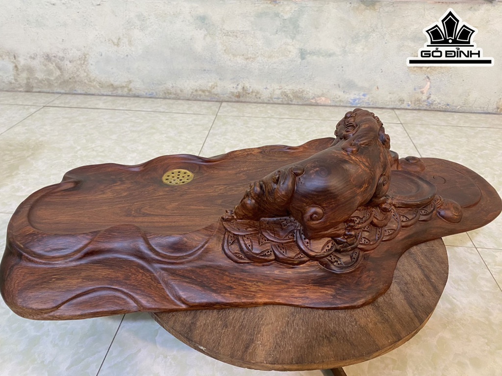 Khay Trà Nghê Tài Lộc Gỗ Cẩm Dài 62 Rộng 27 (cm)