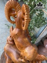 Tượng Dê Phong Thủy Gỗ Hương Cao 63 Ngang 38 Sâu 20 (cm)