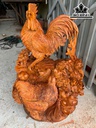 Tượng Gia Đình Gà Gỗ Hương Cao 79 Ngang 60 Sâu 48 (cm)