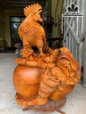 Tượng Gia Đình Gà Gỗ Hương Cao 79 Ngang 60 Sâu 48 (cm)