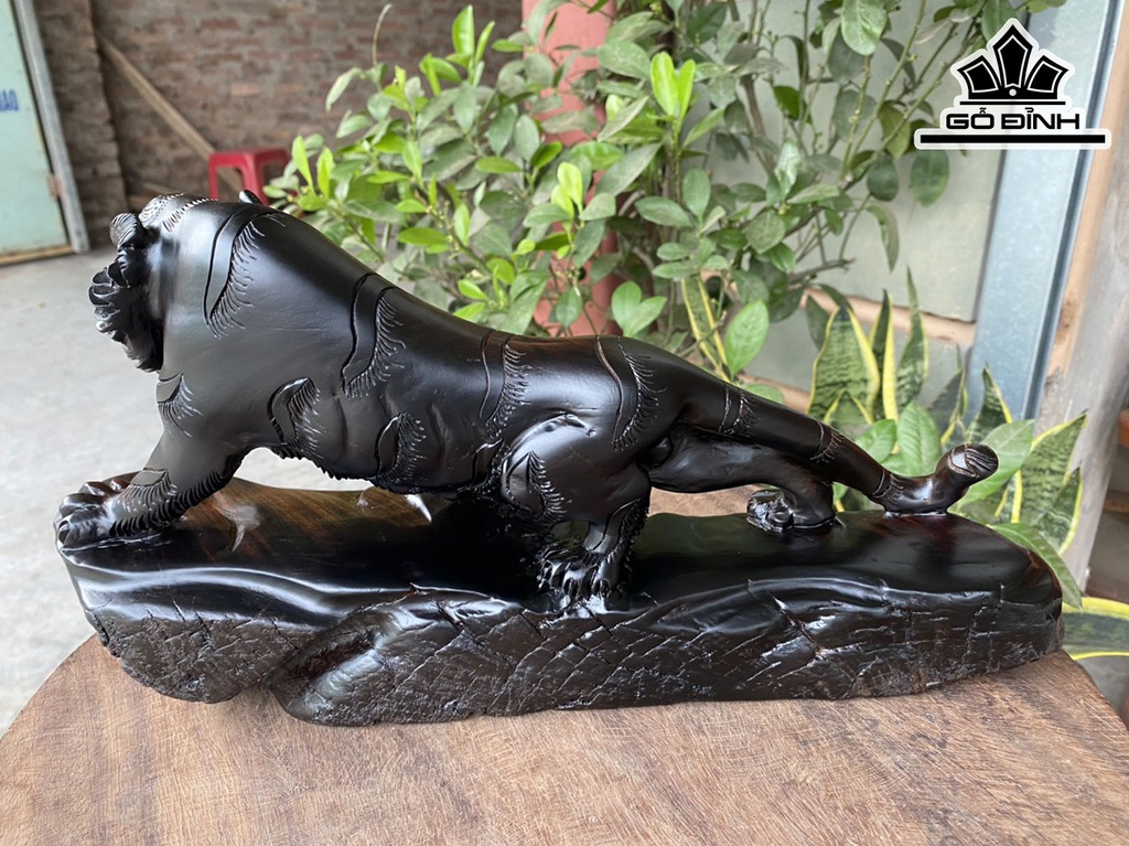 Tượng Hổ Phong Thủy Gỗ Trắc Cao 18 Ngang 38 Sâu 11 (cm)
