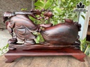 Tượng Phật Di Lặc Kéo Bao Tiền Gỗ Trắc Cao 16 Ngang 33 Sâu 6 (cm)