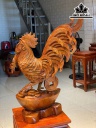 Tượng Gà Phong Thủy Gỗ Hương Cao 62 Ngang 43 Sâu 20 (cm)
